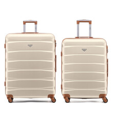 (M + L) Flight Knight Hard Shell ABS Medium, Large Check-In And Carry On Suitcases - SAFIR - Cream/Brown
