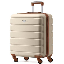 (56x45x25cm) Flight Knight Hard Shell ABS Medium, Large Check-In And Carry On Suitcases - SAFIR - Cream/Brown