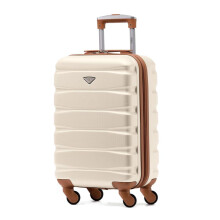 (55x35x20cm) Flight Knight Hard Shell ABS Medium, Large Check-In And Carry On Suitcases - SAFIR - Cream/Brown