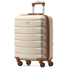 (55x40x20cm) Flight Knight Hard Shell ABS Medium, Large Check-In And Carry On Suitcases - SAFIR - Cream/Brown