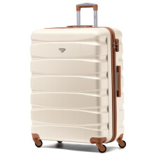 (Large 29") Flight Knight Hard Shell ABS Medium, Large Check-In And Carry On Suitcases - SAFIR - Cream/Brown