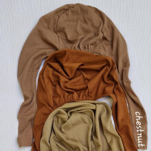 (Chestnut) Tieback Bonnet Caps for Underscarf Hijab - Adjustable Ties for Hijab or chemo cap
