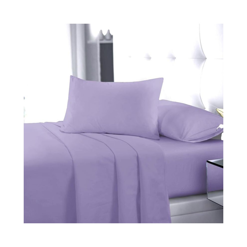 (Lilac, King Flat Sheet) Flat Sheet Single Double King Super King Sizes Polycotton Wrinkle Fade Shrink Resistant Flat Sheets Ultra Soft Polycotton All-image-OPC-PKGCV6X-NEW