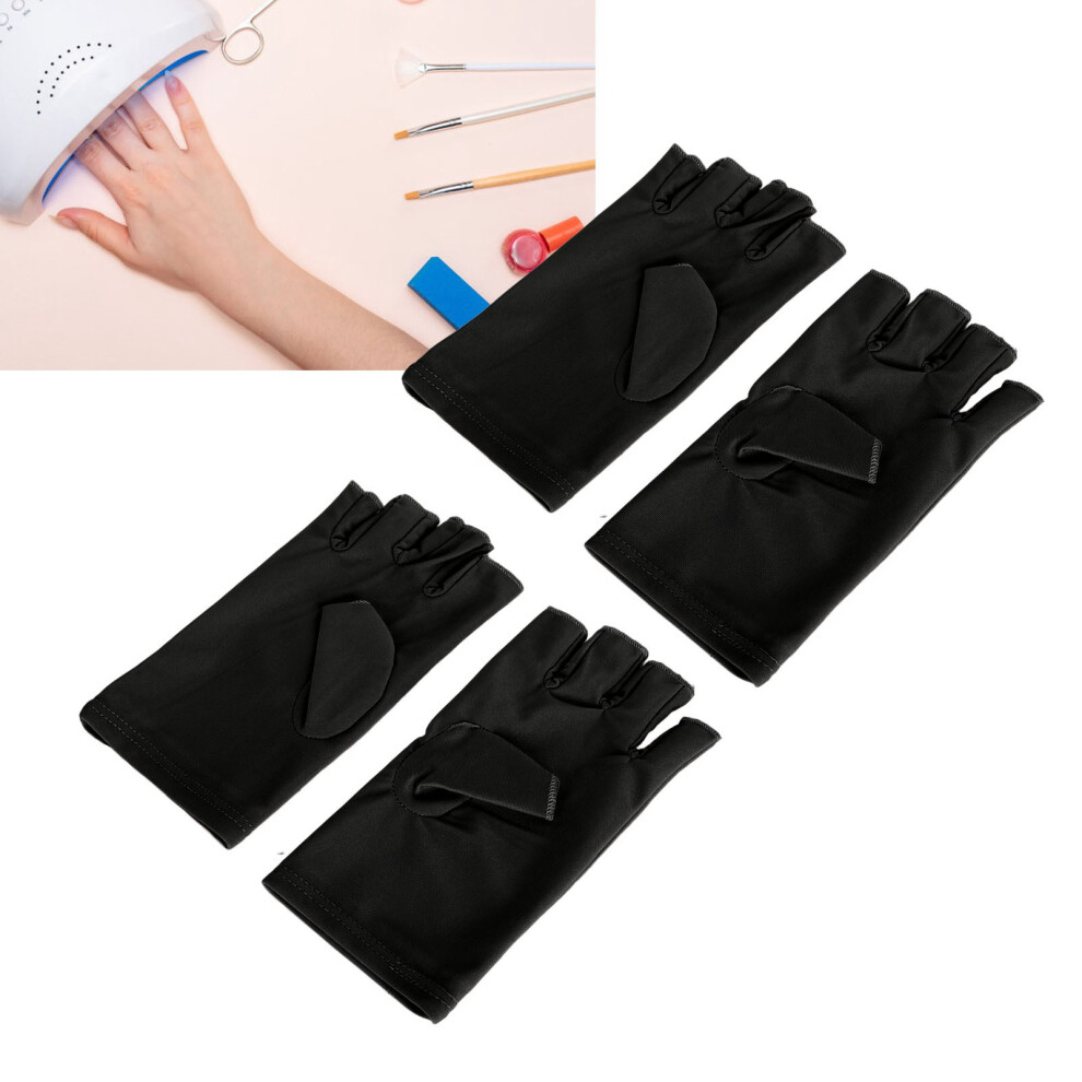 Black Uv Gloves For Nail Care Fingerless Breathable Skin Protection