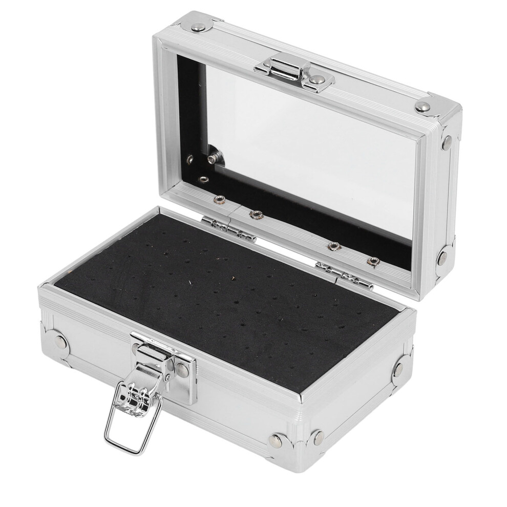 Silver Dustproof Aluminum Nail Drill Bits Holder, Multi-Hole Organizer