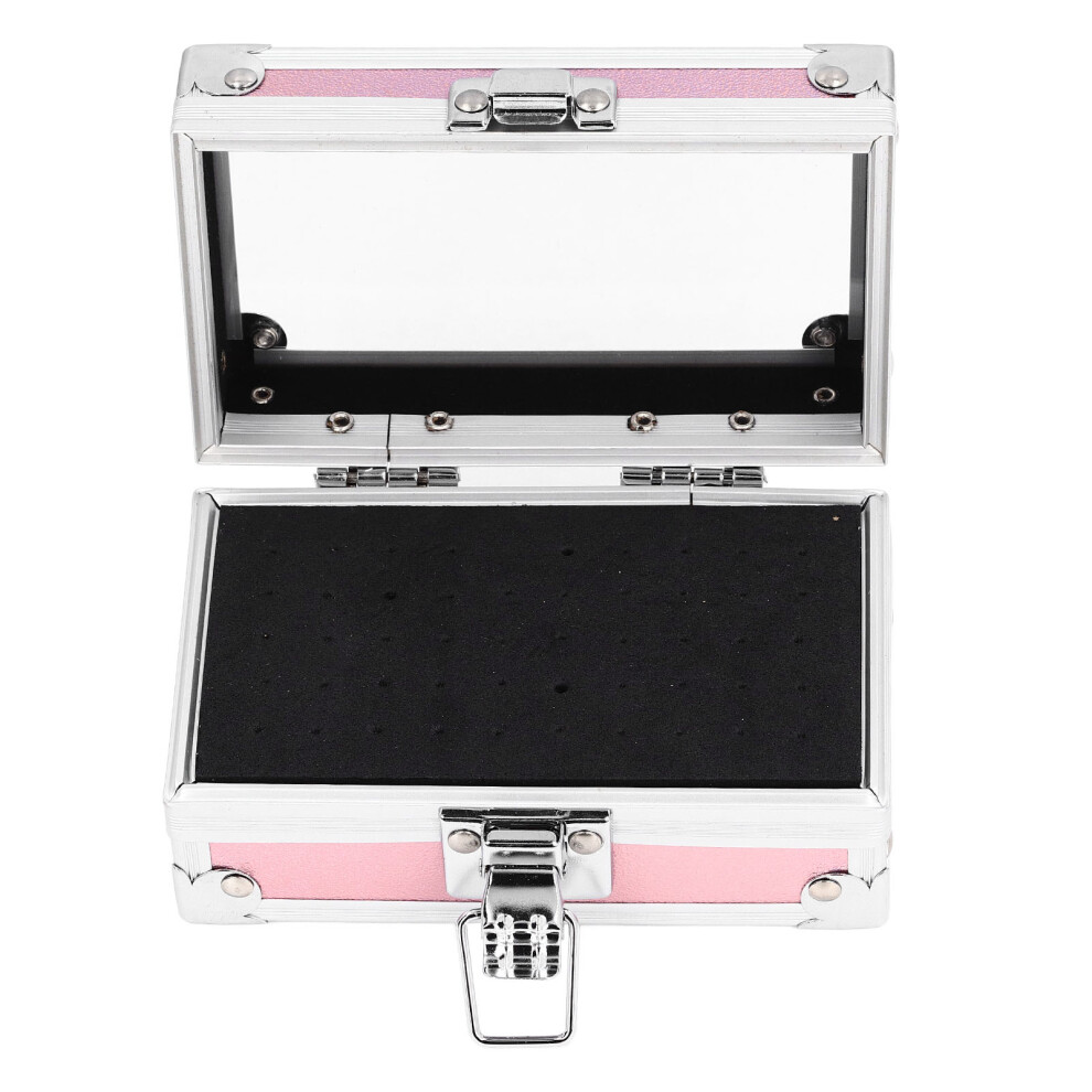 Pink Dustproof Nail Drill Bits Holder 4-Hole Aluminum Acrylic Organizer