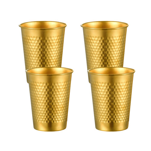 Set Of 4 Stainless Steel Drinking Glasses Stackable-300ml