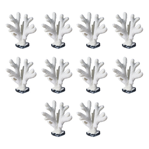 10pack Artificial Plastic Plant Corals Ornaments-Type C white