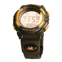 Multifunctional Kids Digital Watch 50M Waterproof PU Strap Gold 43mm