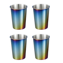 Set Of 4 Stainless Steel Drinking Glasses Stackable-260ml