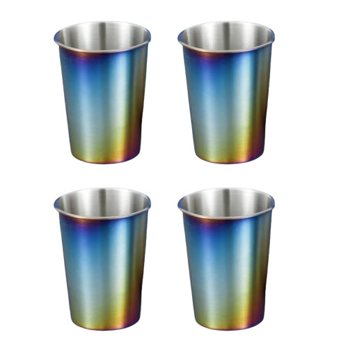 Set Of 4 Stainless Steel Drinking Glasses Stackable-260ml