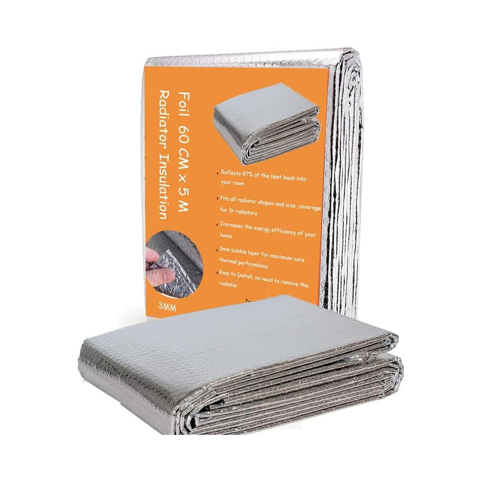 (Default) Radiator Reflector Panels, Radiator Reflective Foil Insulation For Save Energy & Money, 5M X 60Cm Thermal Bubble Heating Insulation Easy To 5051832414508