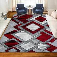 (Red-Dazzling Diamond Rug, 120 x 170 cm (4 ft x 5 ft 6 in)) Extra Large Area Rug Non Slip Shaggy Rugs Living Room Bedroom Carpet Floor Mat