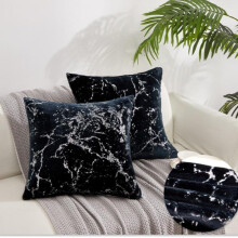 (Black with Silver Marble, Cover+Filling) Riccardo Valeria Elegant Cuddle Cushion, Covers and Pad – Set of 2 with Luxurious Silver Marble Design, Ultra-Soft & Cozy Home Decor