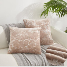 (Mink with Silver Marble, Cover+Filling) Riccardo Valeria Elegant Cuddle Cushion, Covers and Pad – Set of 2 with Luxurious Silver Marble Design, Ultra-Soft & Cozy Home Decor