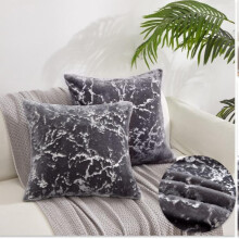 (Grey with Silver Marble, Cover+Filling) Riccardo Valeria Elegant Cuddle Cushion, Covers and Pad – Set of 2 with Luxurious Silver Marble Design, Ultra-Soft & Cozy Home Decor