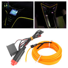 Car Interior LED Light Strip 4M Yellow EL Cold Lamp, 9 Colors Available