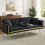 (Black, Cup Holders & Gold Accents) Two-Seater Sofa Bed with Adjustable Backrest 1