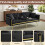 (Black, Cup Holders & Gold Accents) Two-Seater Sofa Bed with Adjustable Backrest 7
