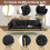 (Black, Cup Holders & Gold Accents) Two-Seater Sofa Bed with Adjustable Backrest 8