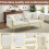 (White, Cup Holders & Gold Accents) Two-Seater Sofa Bed with Adjustable Backrest 6