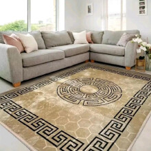 (Greek Beige, 140x170cm) Premium Soft Hexagon Greek Area Rug – Non-Slip, Machine Washable Large Carpet for Living Room & Bedroom (160x230CM) – Modern Home Decor