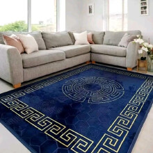 (Greek Navy-Blue, 140x170cm) Premium Soft Hexagon Greek Area Rug – Non-Slip, Machine Washable Large Carpet for Living Room & Bedroom (160x230CM) – Modern Home Decor