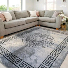 (Greek Grey, 140x170cm) Premium Soft Hexagon Greek Area Rug – Non-Slip, Machine Washable Large Carpet for Living Room & Bedroom (160x230CM) – Modern Home Decor