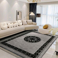 (Medallion Grey-Black, 200x300cm) Premium Soft Hexagon Greek Area Rug – Non-Slip, Machine Washable Large Carpet for Living Room & Bedroom (160x230CM) – Modern Home Decor