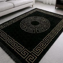 (Greek Black, 140x170cm) Premium Soft Hexagon Greek Area Rug – Non-Slip, Machine Washable Large Carpet for Living Room & Bedroom (160x230CM) – Modern Home Decor