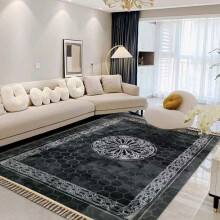 (Medallion Black-White, 160x230cm) Premium Soft Hexagon Greek Area Rug – Non-Slip, Machine Washable Large Carpet for Living Room & Bedroom (160x230CM) – Modern Home Decor