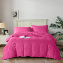 (Pink, Double (200 x 200 cm)) Luxury Microfiber Super soft Duvet Cover Set - Elegant Bedding Bundle - Skin Friendly, Breathable & Hypoallergenic - Cotton Plain Quilt
