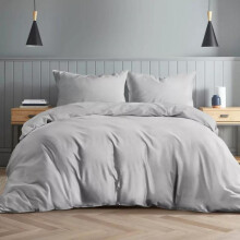 (Silver, King (230 x 220 cm)) Luxury Microfiber Super soft Duvet Cover Set - Elegant Bedding Bundle - Skin Friendly, Breathable & Hypoallergenic - Cotton Plain Quilt