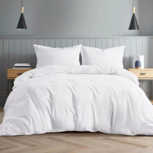 (White, Double (200 x 200 cm)) Luxury Microfiber Super soft Duvet Cover Set - Elegant Bedding Bundle - Skin Friendly, Breathable & Hypoallergenic - Cotton Plain Quilt