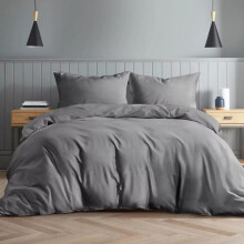 (Grey, King (230 x 220 cm)) Luxury Microfiber Super soft Duvet Cover Set - Elegant Bedding Bundle - Skin Friendly, Breathable & Hypoallergenic - Cotton Plain Quilt