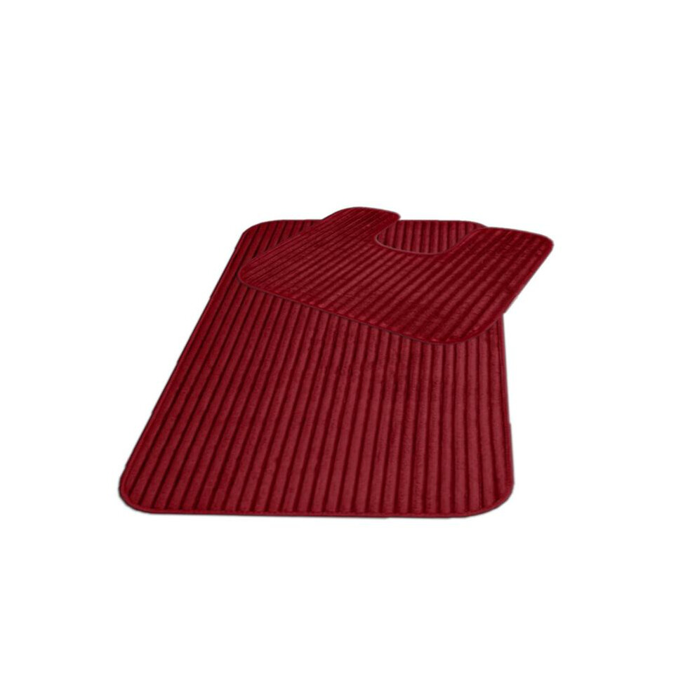 (Red) Memory Foam Non Slip Bath Mat Set 2 Piece Rubber Pedestal Toilet Bathroom Rug Retro Aqua Grey 5051832463223