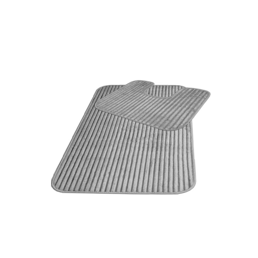 (Silver) Memory Foam Non Slip Bath Mat Set 2 Piece Rubber Pedestal Toilet Bathroom Rug Retro Aqua Grey 5051832463230