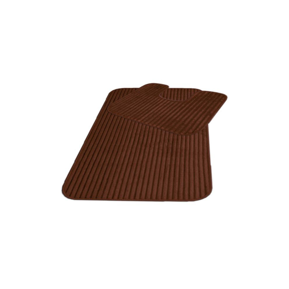 (Brown) Memory Foam Non Slip Bath Mat Set 2 Piece Rubber Pedestal Toilet Bathroom Rug Retro Aqua Grey 5051832463209