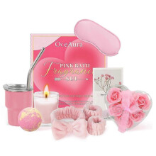 OceAura Pink Bath Aromatherapy Set Relax and Enjoy the Freshness Treatment Refreshing Skin Bath Gift Box