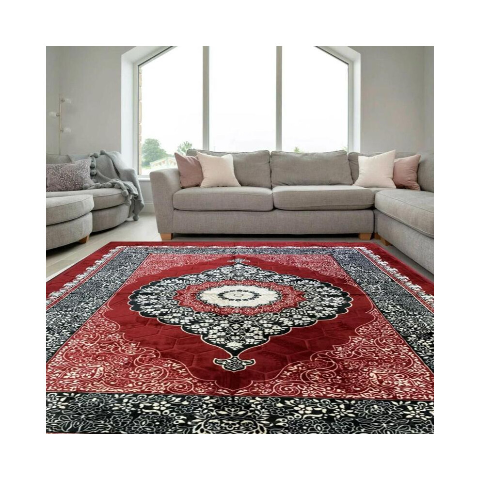 (Turkish - Red/Black, 80cmx120cm) Elegant Large Greek Turkish Style Non-Slip Rug for Living Room Floor & Hallway, 200x300cm-image-OPC-PKGDC8Q-NEW
