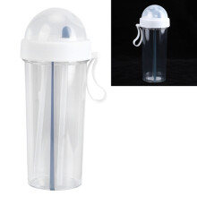 600 ml weiße Wasserflasche mit Strohhalm, doppelte Verwendung für Zuhause, draußen und Sport