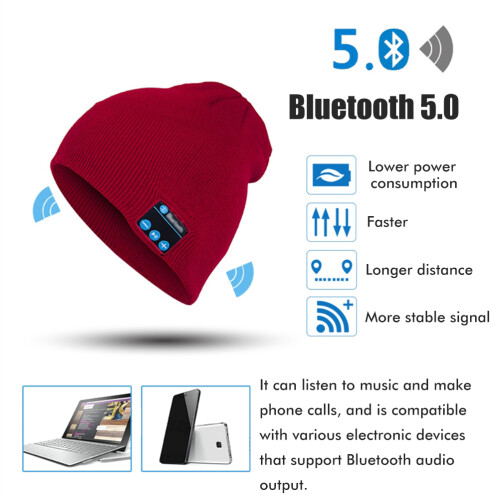 Bluetooth Beanie Hat Rechargeable Beanie Hat with 1