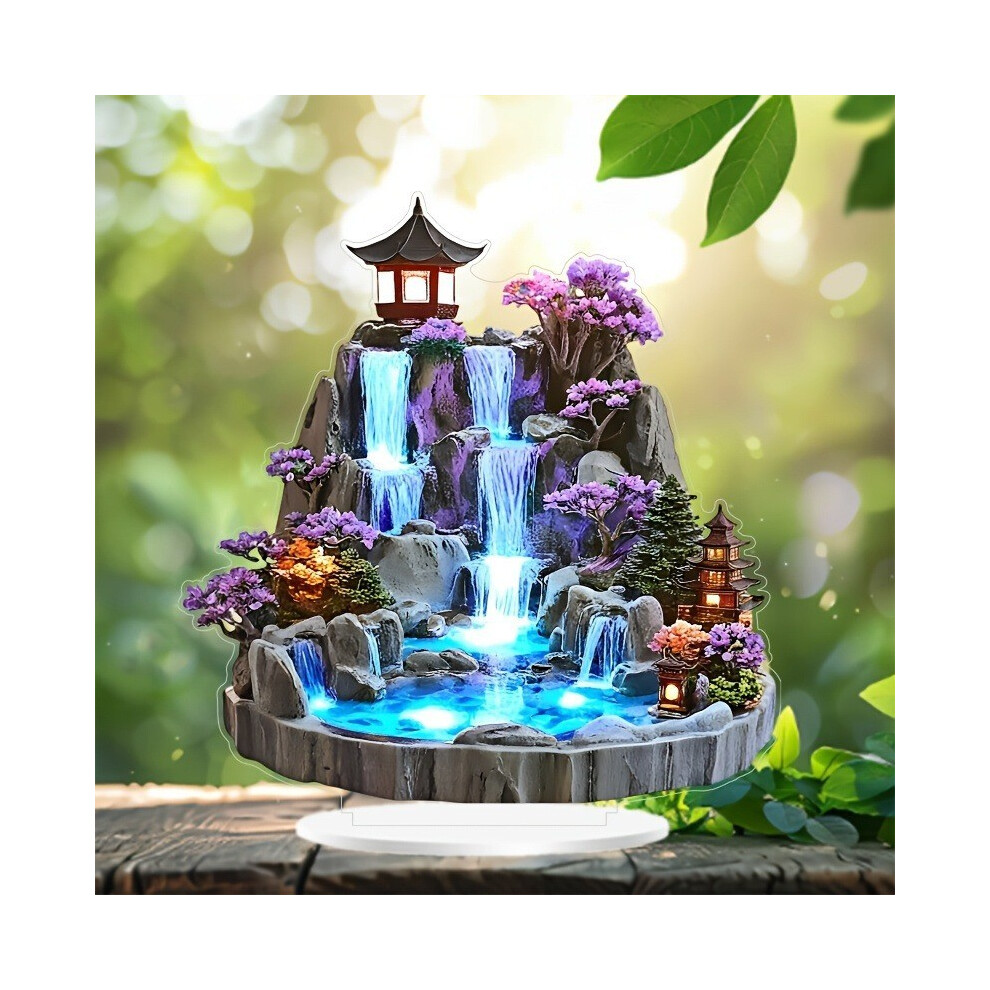 (Multicolor) Desktop Rockery Flowing Water Fountains Ornaments Living Room Feng Shui Wheel Circulation 2D Flat Desktop Ornaments