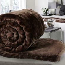 (Java Brown, 200 x 240 cm) Faux Fur Blanket Throw Mink Sofa Bed Luxury Soft Single Double King Size Warm Large