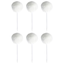 6Pcs Furry Pom Ballpoint Pen Office School Supplies 0.7mm-White