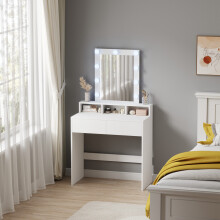 WestWood Dressing Table 3 LED Modes Makeup Vanity Desk 2 Drawers and Shelf White