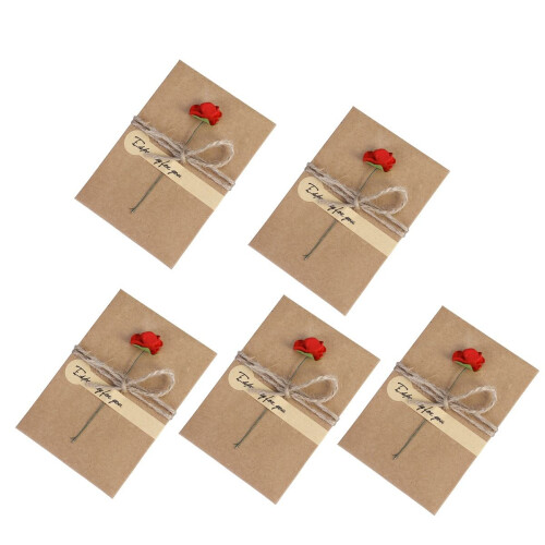 10 vintage dankeskarten mit getrockneten blumen (rose)