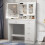 White Dressing Table with Dimmable LED Sliding Mirror Cabinet Vanity Desk 5