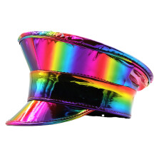 PU Leather Marine Hat Cosplay Party Caps Stage Dance-Colorful