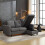 (Grey) 3 Seater L-Shaped Sofa Bed with Storage, USB & LED 4